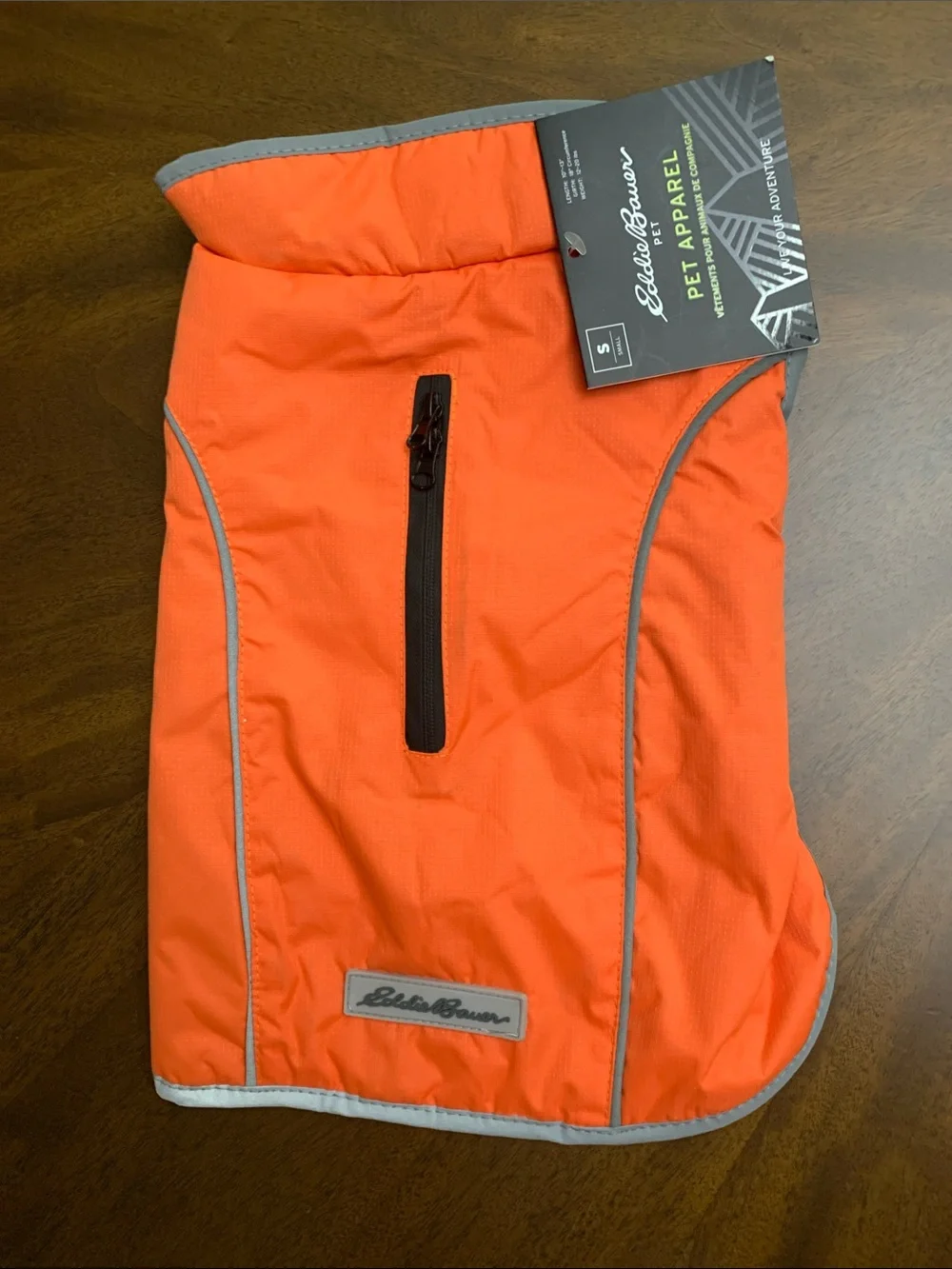 Eddie Bauer Bright Orange Pet Coat with Reflective Trim